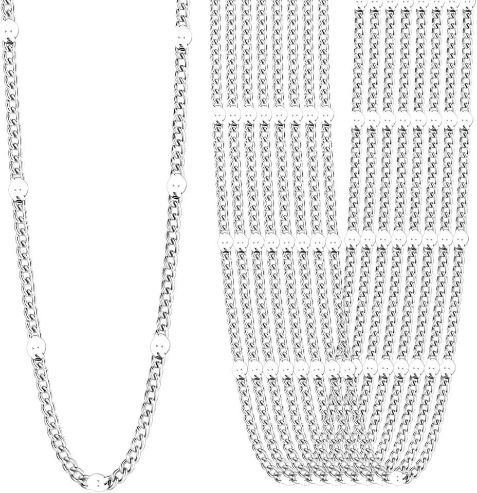 24PCS Silver Stainless Steel Curb Satellite Necklace for Jewelry Making