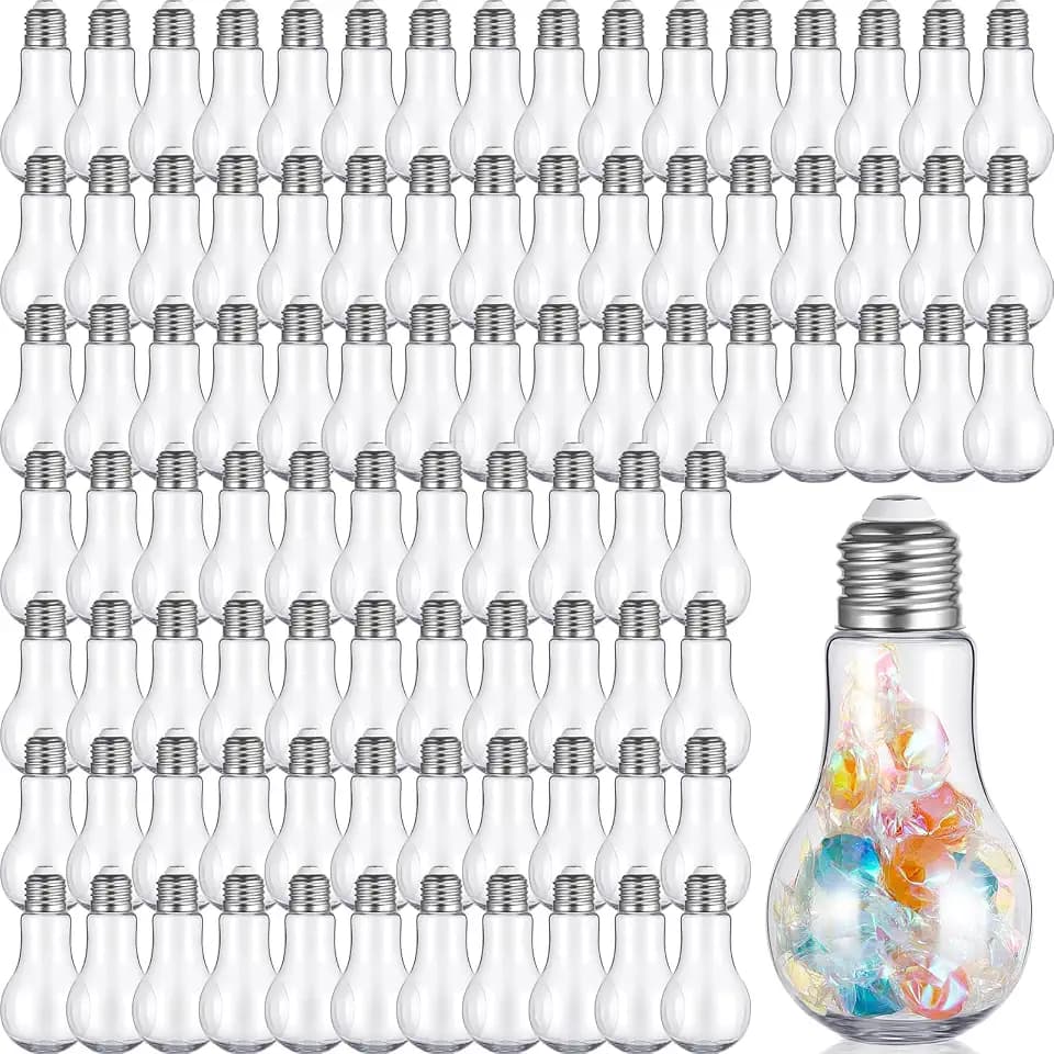 Juexica 108 Pcs Plastic Fillable Light Bulbs for Party Favors,Silver Cap