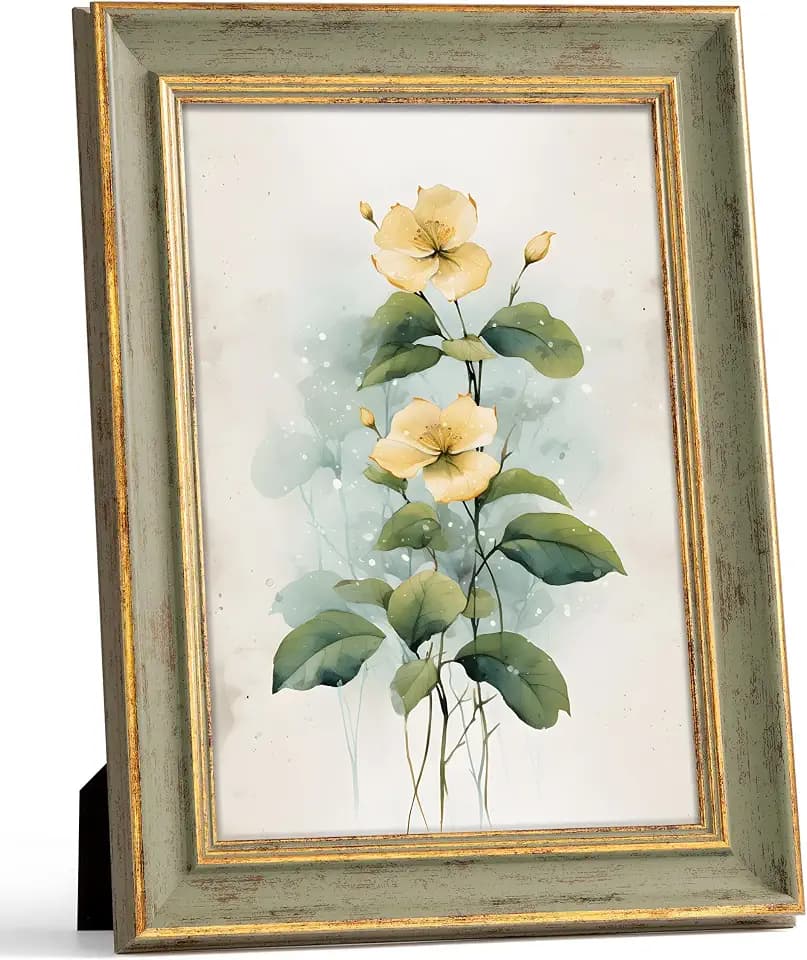 Afuly A4 Picture Frame Green Gold Vintage Elegant Retro Antique Photo Frame