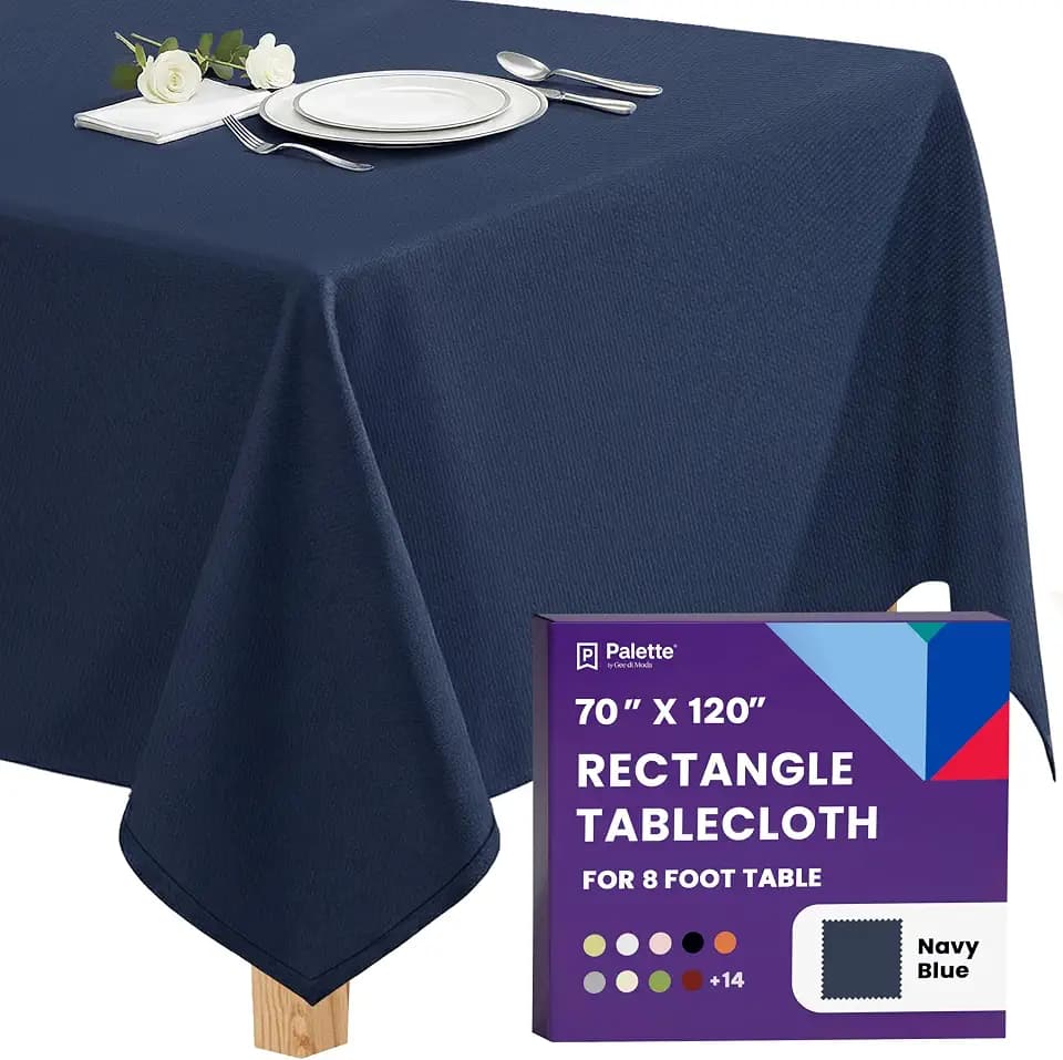 Gee Di Moda Rectangle Tablecloth - 70 x 120 Inch Navy Blue Table Cloth for 6 or 8 Foot Rectangle Tables - Heavy Duty Washable Fabric - for Holiday Party, Dinner, Weddings, Baby Shower & Events