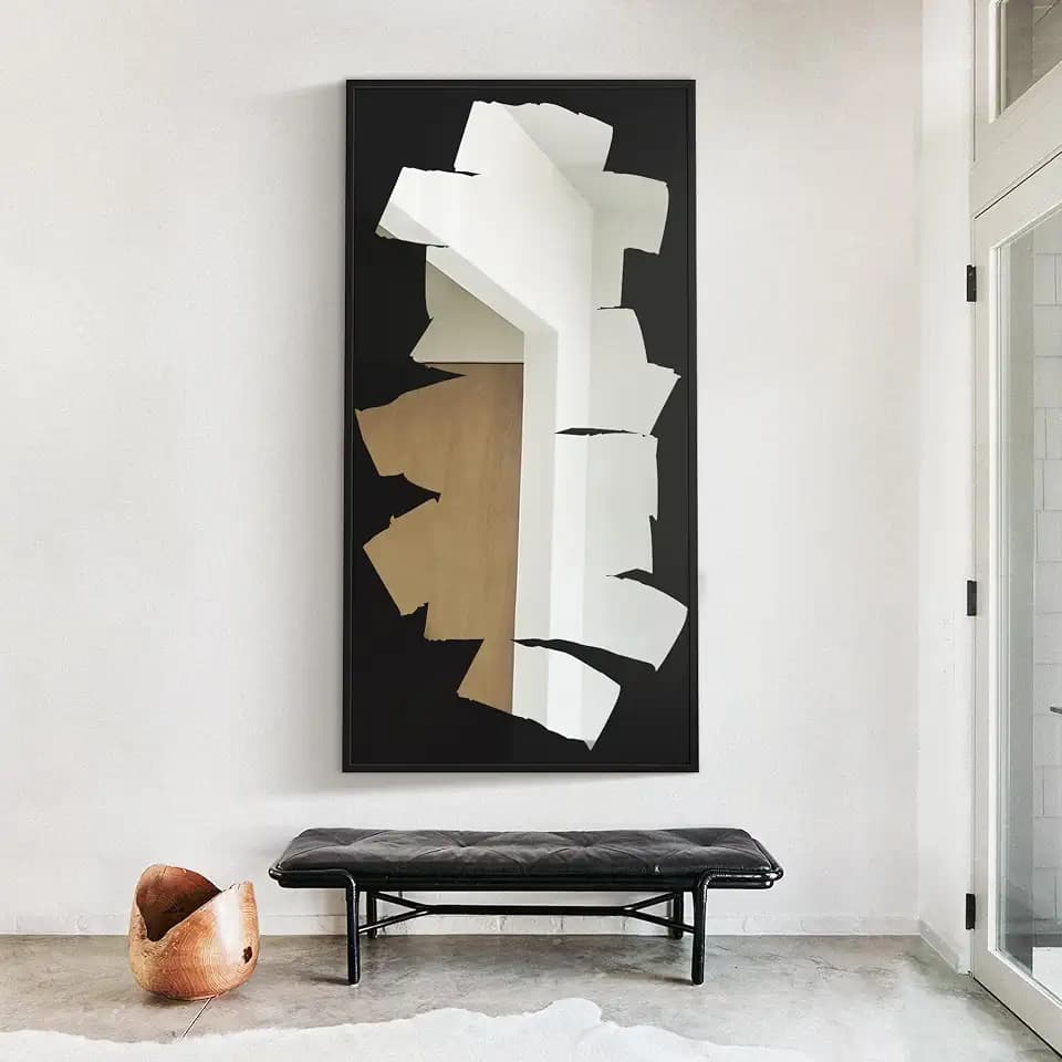 Delma Full Length Floor Mirror, 28"x56", Black, Abstract Wall Art Mirror