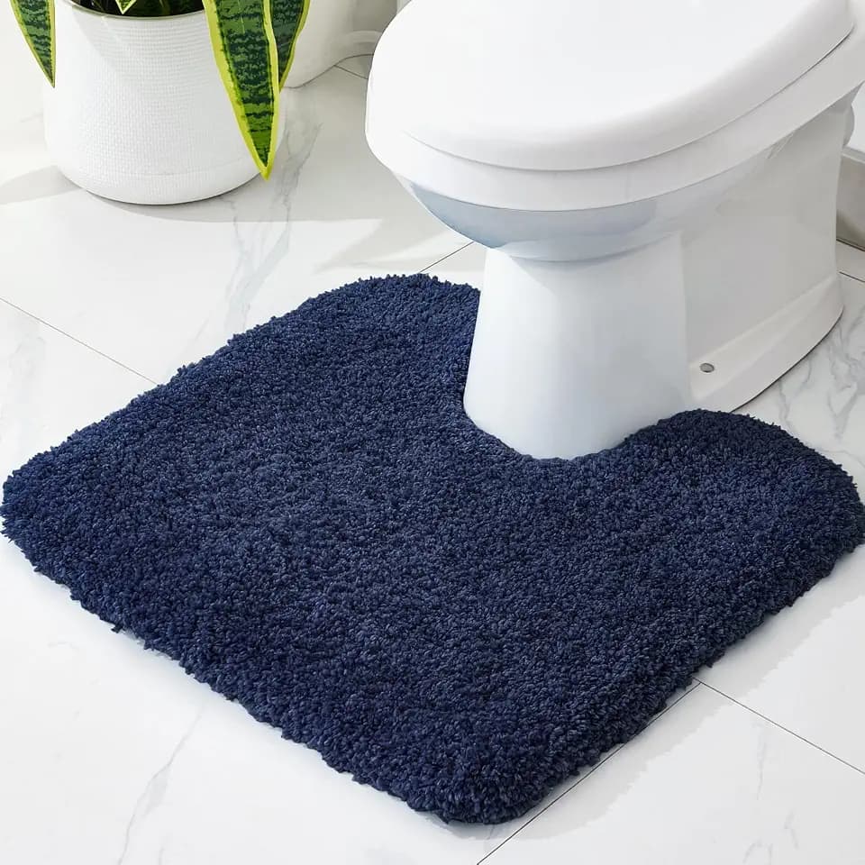 Disolla Toilet Rug 22x24 Navy Blue, Soft Toilet Mat U-Shaped Washable
