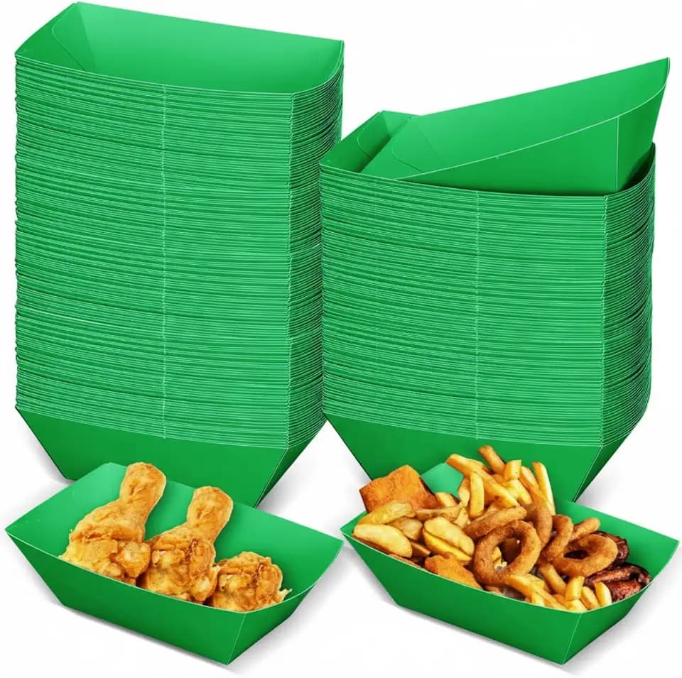 Uiifan 300 Pcs Paper Food Boat Disposable Food Tray,Green,Classic