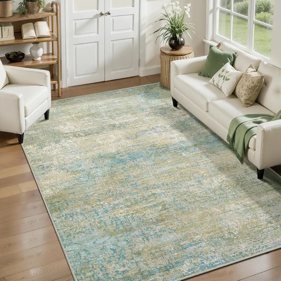 Tangsoo Abstract 4x6 Washable Rug, Modern Non Slip Rugs for Living Room