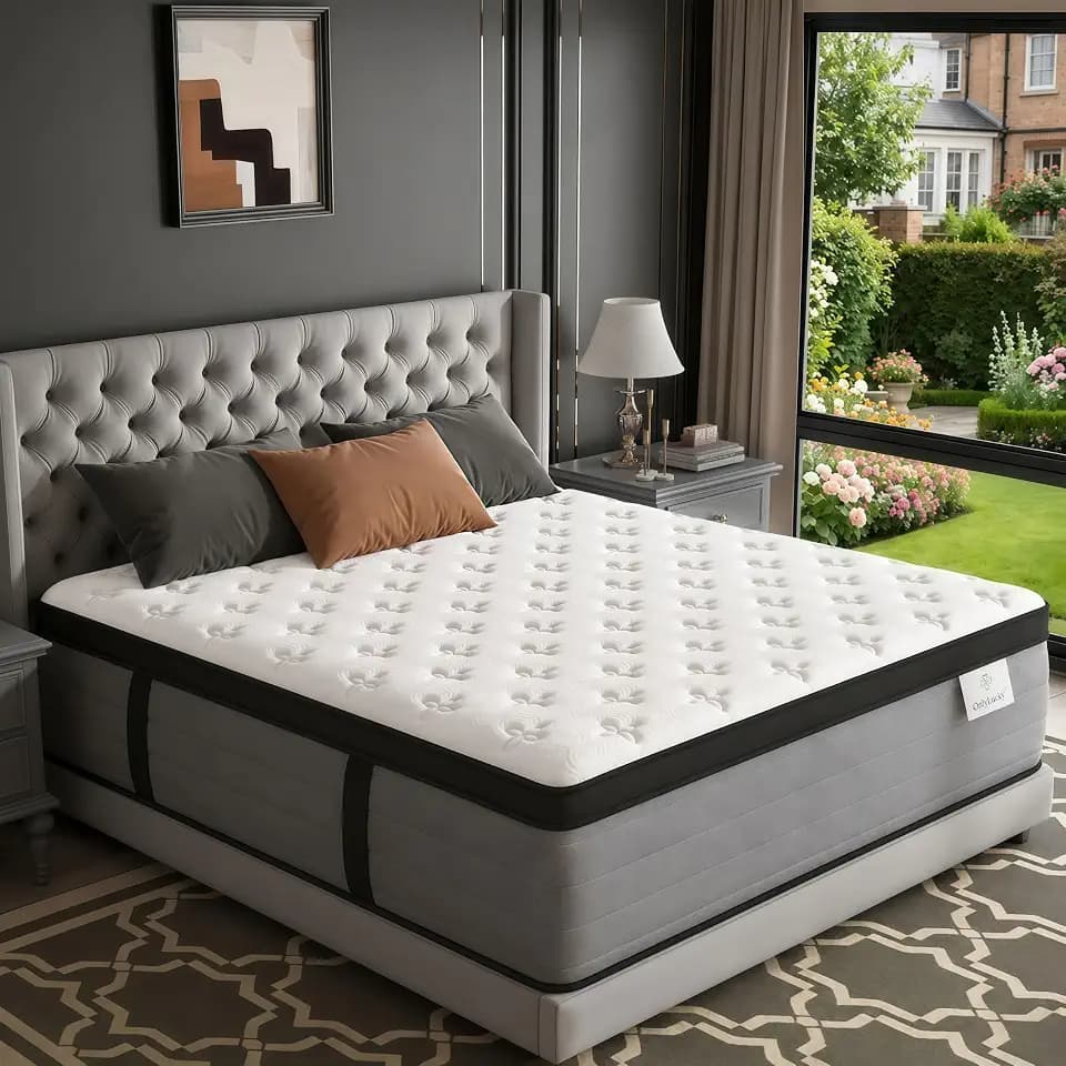 King Mattress 16 Inch, Luxury Hotel Hybrid Mattress King Size Bed in a Box
