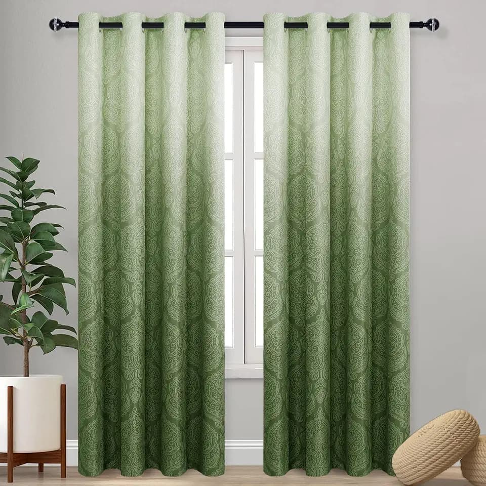 DWCN Ombre Blackout Curtains for Bedroom 52 x 84 inch, Avocado Green