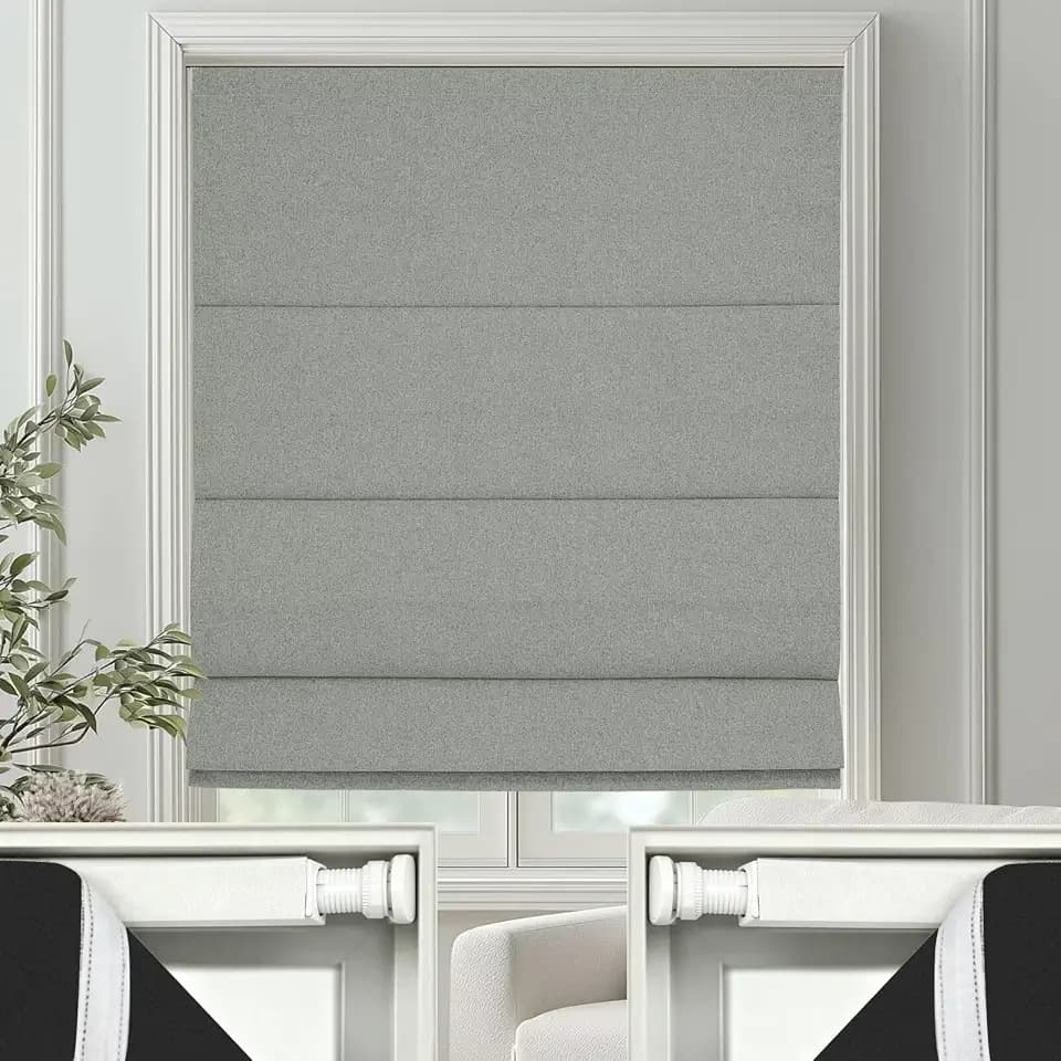 Changshade No Drill Roman Shades Cordless Blinds Blackout for Indoor Windows, Room Darkening Tension Rod No Hardware No Tools Inside Mount, Shade Size 26 Inches Wide 50 Inches High, Dark Grey