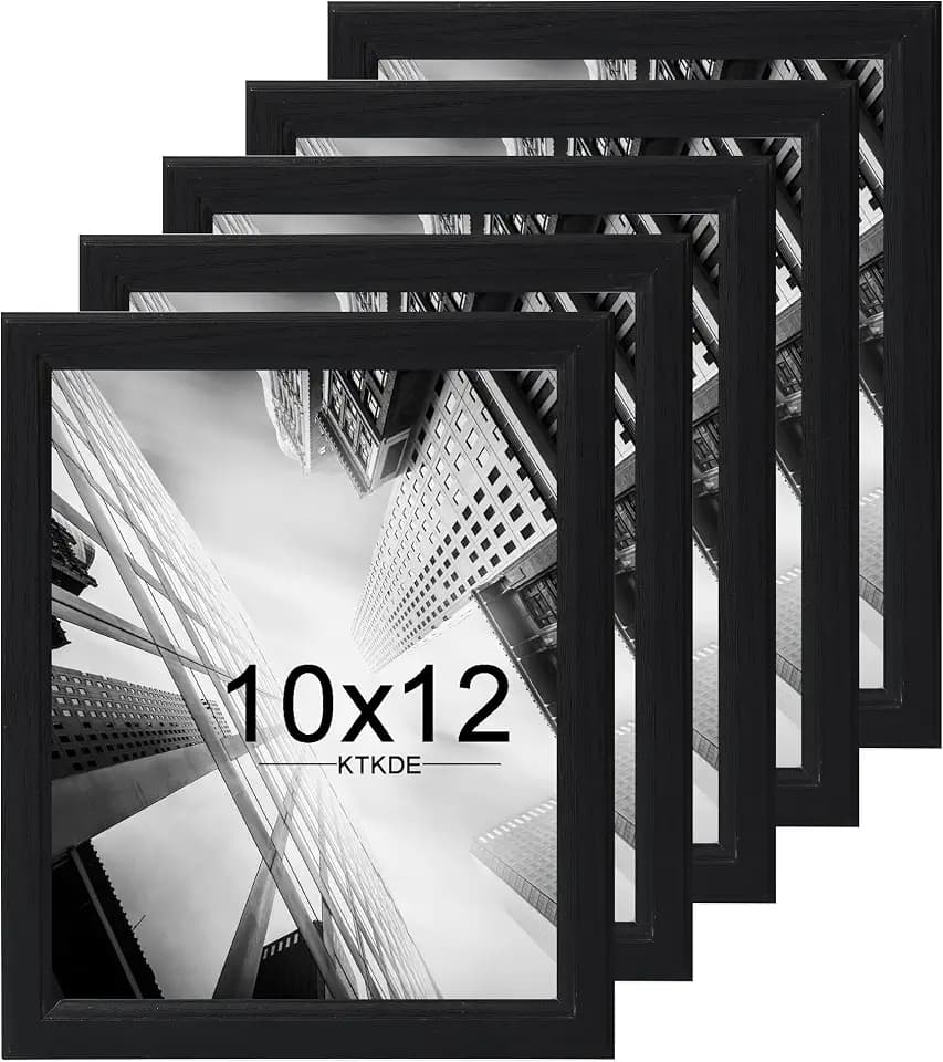 KTKDE 10x12 Picture Frame Set of 5,Black Wooden frames, Vertical & Horizontal Wall Hanging for Wall or Tapletop Display,Studio Gallery Photo Frame for Photos, Posters & Art Prints