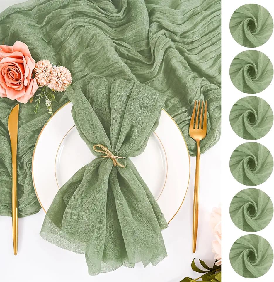 50 Pack Sage Green Napkins 20x20Inch Cheesecloth Napkins