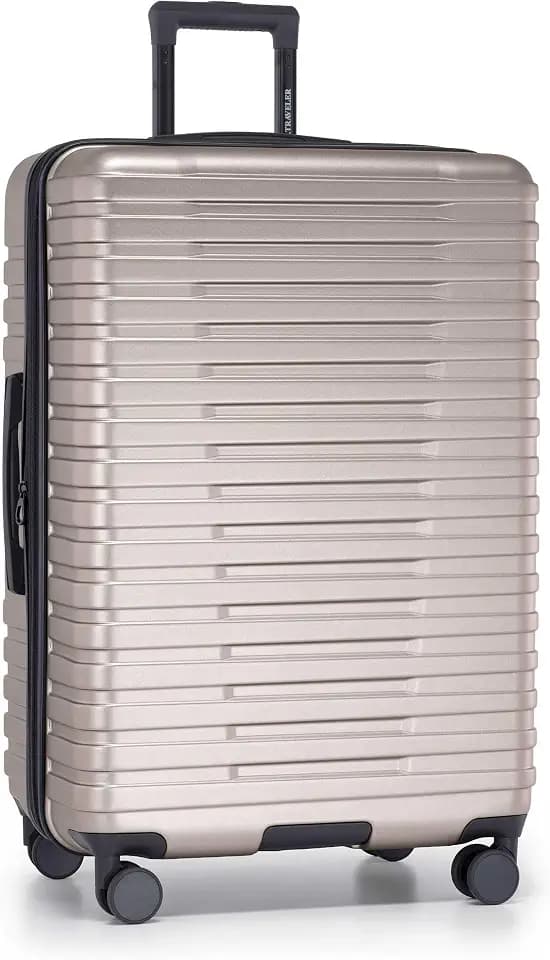 U.S. Traveler Boren Expandable Hardside Rugged Travel Luggage with 8 Spinner Wheels, Champagne, Checked-Large 30-Inch