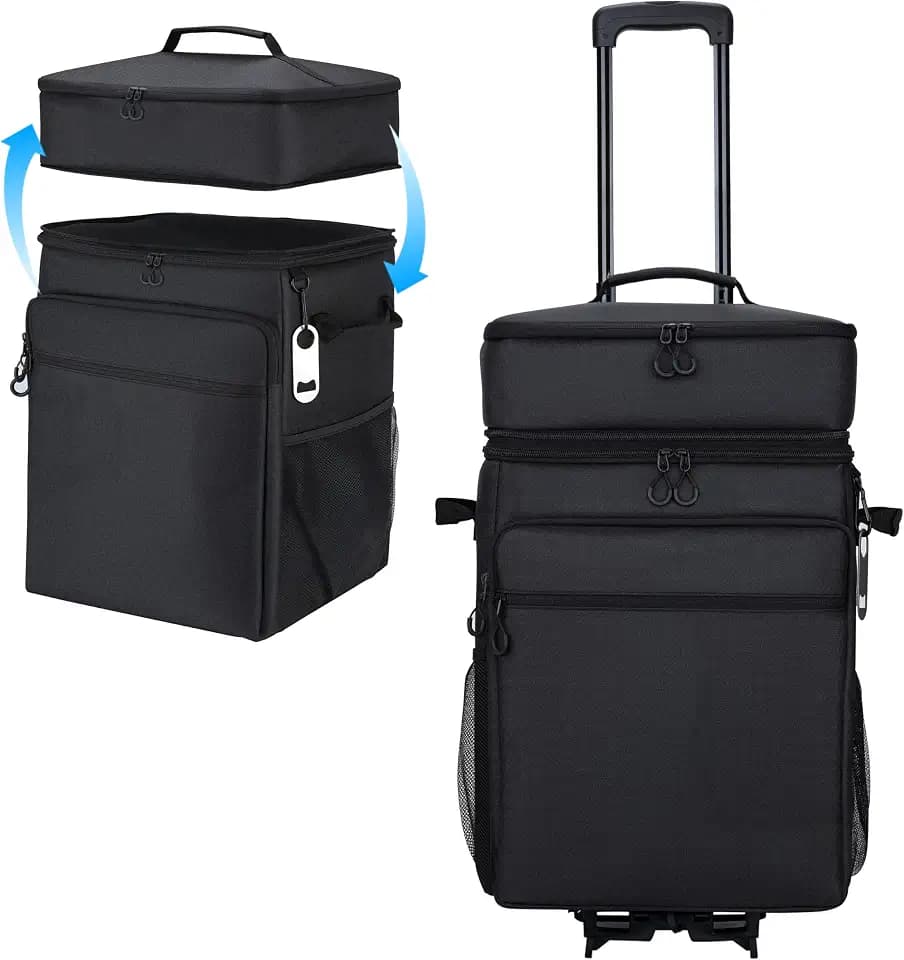 Collapsible Cooler with Wheels, 80-Can Soft Rolling Cooler for Beach Travel