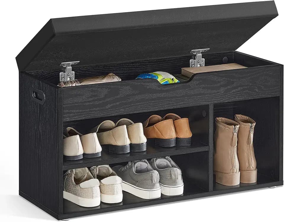 VASAGLE Storage Bench with Cushion, Shoe Bench,11.8 x 31.5 x 17.3 Inches