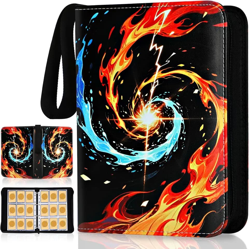 9 Pocket Card Binder for Cards, Trading Card Holder with 50 Removable Sleeves Fits 900 Cards, Creative Design Portable Zipper Card Collection Binder Album Gift for Boys Girls (9 Pocket)