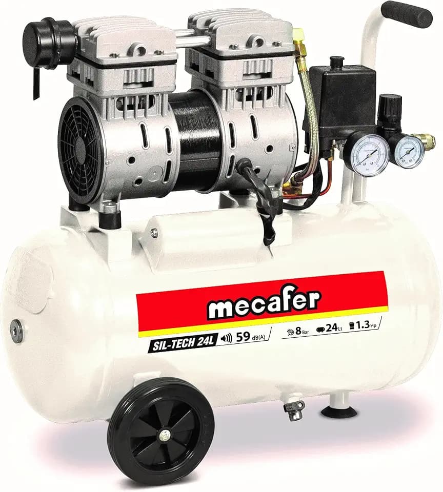 Mecafer 425523 Kompressor, leise, 24 l, 1,3 PS, 8 bar