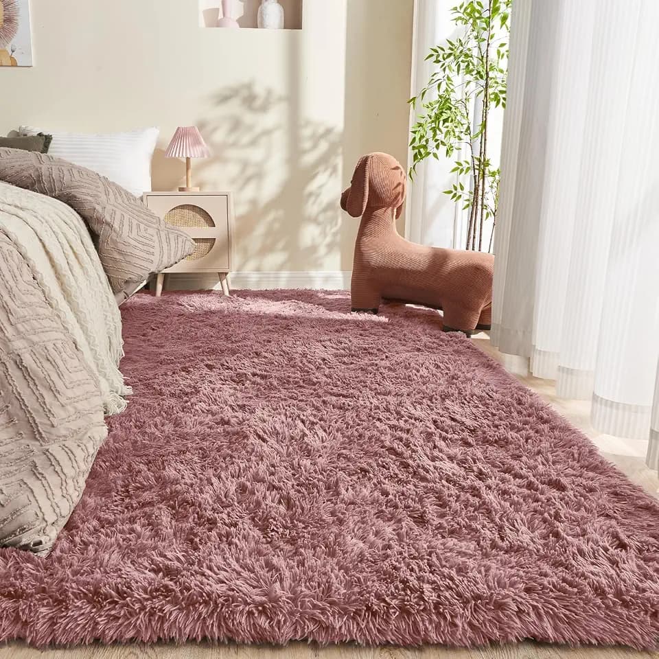 OPPODREAM 5x7 Blush Rugs for Bedroom, Ultra-Soft Fluffy Area Rugs for Living Room, 5 x 7 Shag Carpet for Nursery, Kids, Girl, Boy, Baby, Plush, Fuzzy, Shaggy, Cute Home Decor