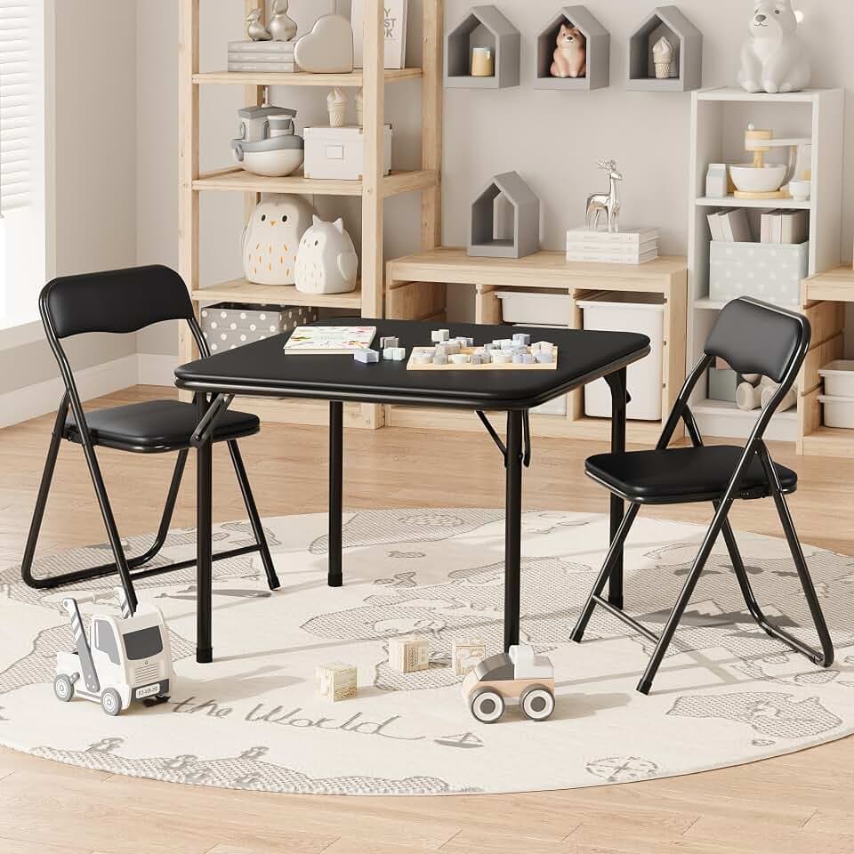 Garvee Kids Folding Table and Chair Set, Foldable & No Assembly Required