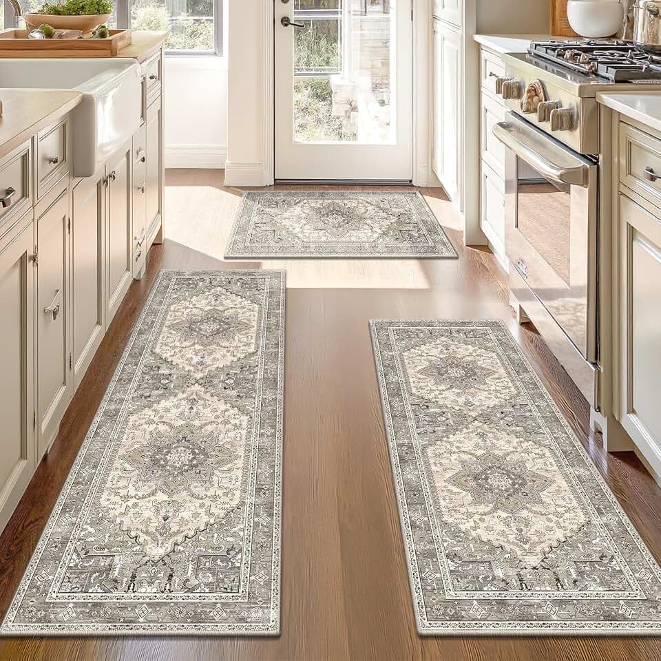 Yamaziot Washable Kitchen Runner Rugs Set of 3 with Non Slip Rubber Backing