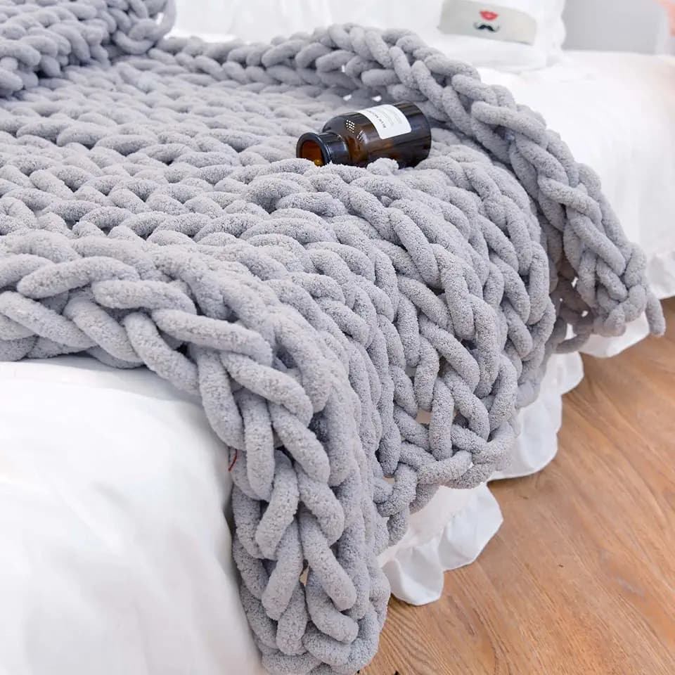 Soft Chunky Knit Throw Blanket for Couch, Cozy Warm Knitted Blankets