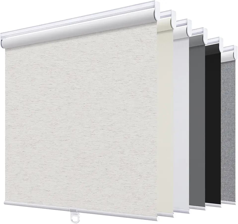 SUNOFF Blackout Cordless Roller Shades Blinds,48" W x 72" H,Linen Beige