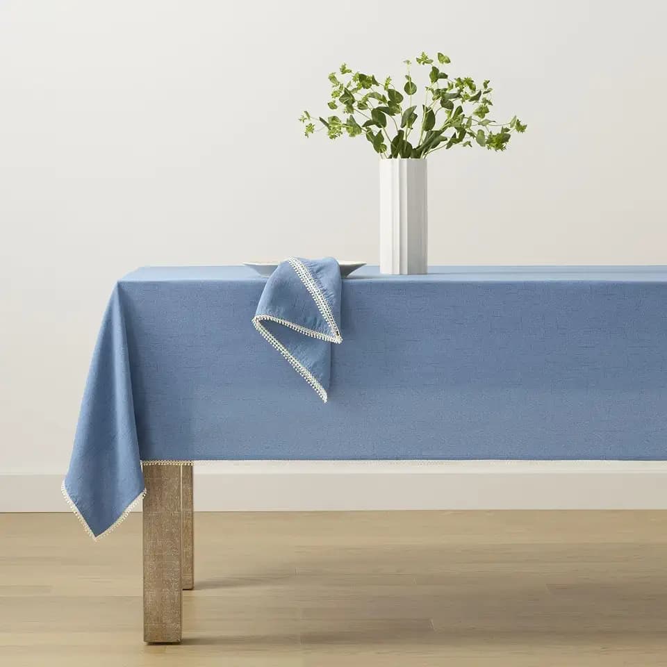 Lenox French Perle Solid Rectengle Tablecloth, Periwinkle - 60" W x 120" L