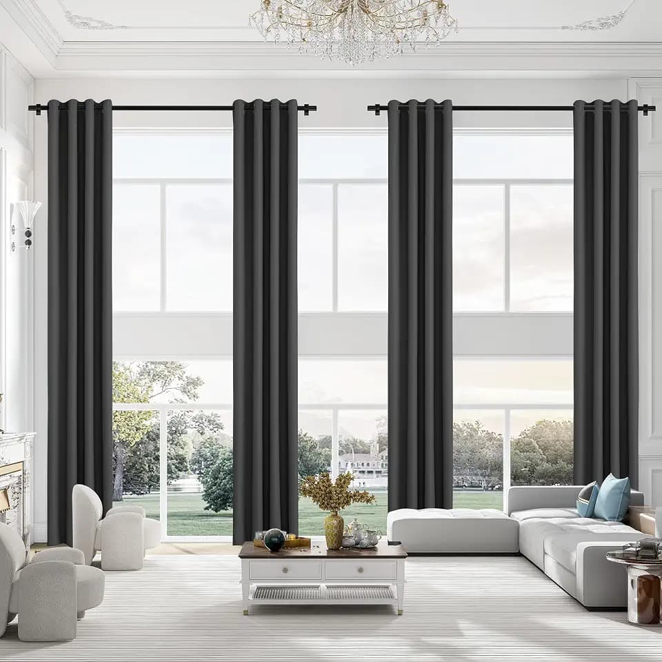 Extra Long Grommet Blackout Curtains, 1 Panel, Black, W52 x L240