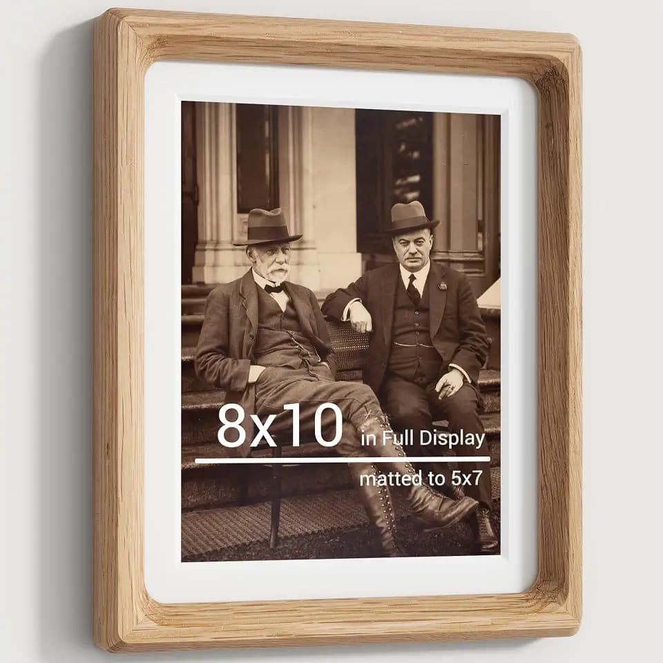 Heimlove 8x10 Picture Frames Natural Oak,Original Wood Hand Make Crafted Photo Frame with Mat to 5x7 Graduation Picture Display,Family Picture,Wedding Picture Tabletop & Wall Decoration
