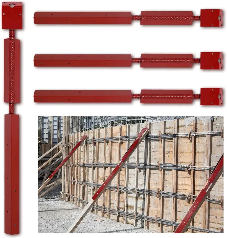 Blulu 4 Pcs Concrete Turnbuckle Form Aligner 35" - 38.5" Adjustable Length with 5" x 3" Bent Plate Adjustable Wall Brace Form Tube for Concrete Formwork Construction Engineering Tools