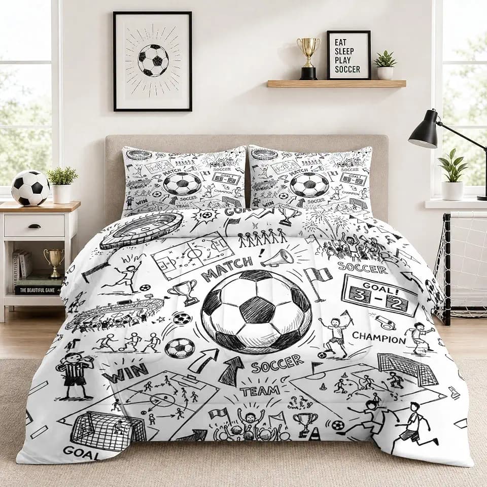 WeCozy Twin Comforter Set, 2 Pieces Game Painting Bedding, All Season