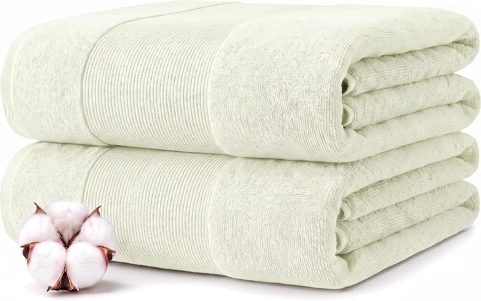 Modern Threads Air Cloud 2 Pack Bath Sheets – Oversized 35 x 66 Bath Towels – 100% Cotton, 500 GSM Zero-Twist, Soft, Absorbent & Quick Dry (Ivory)