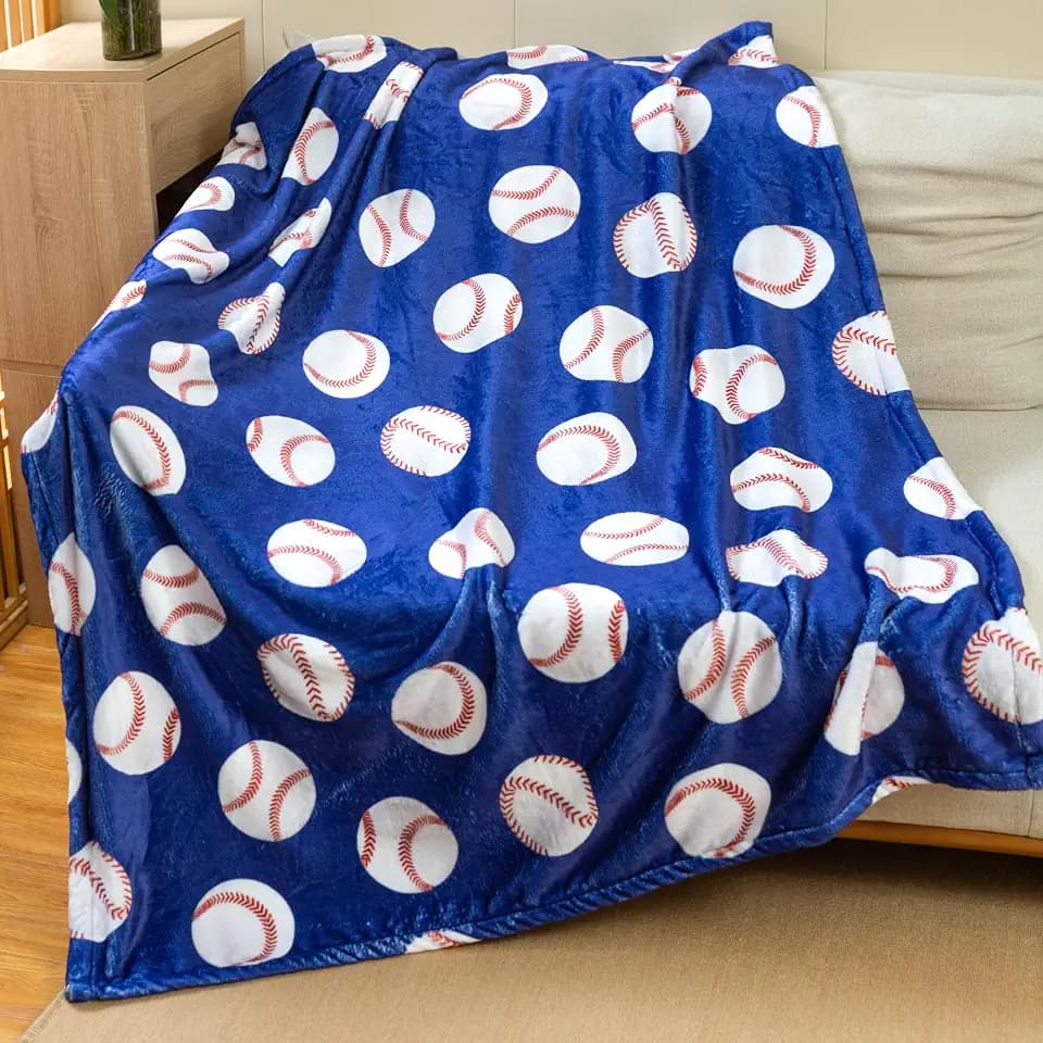 Sviuse Baseball Blanket Baseball Gift for Kids Teens Adults (Blue, 50"x60")