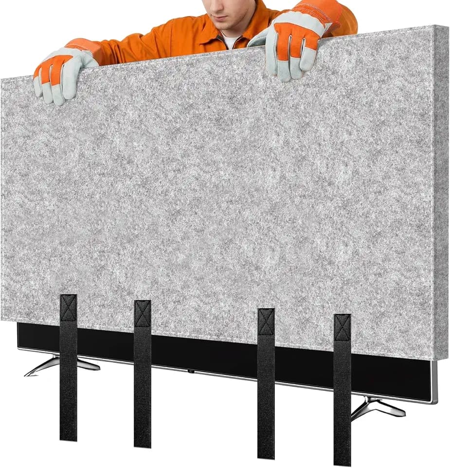 TV Moving Cover Flat Screen TV Heavy Duty Felt Screen Protector Anti-Scratch with Bottom Strap During House Moving,Storing, Painting or Home Renovation Packing Cushioning Supplies (70-75in)