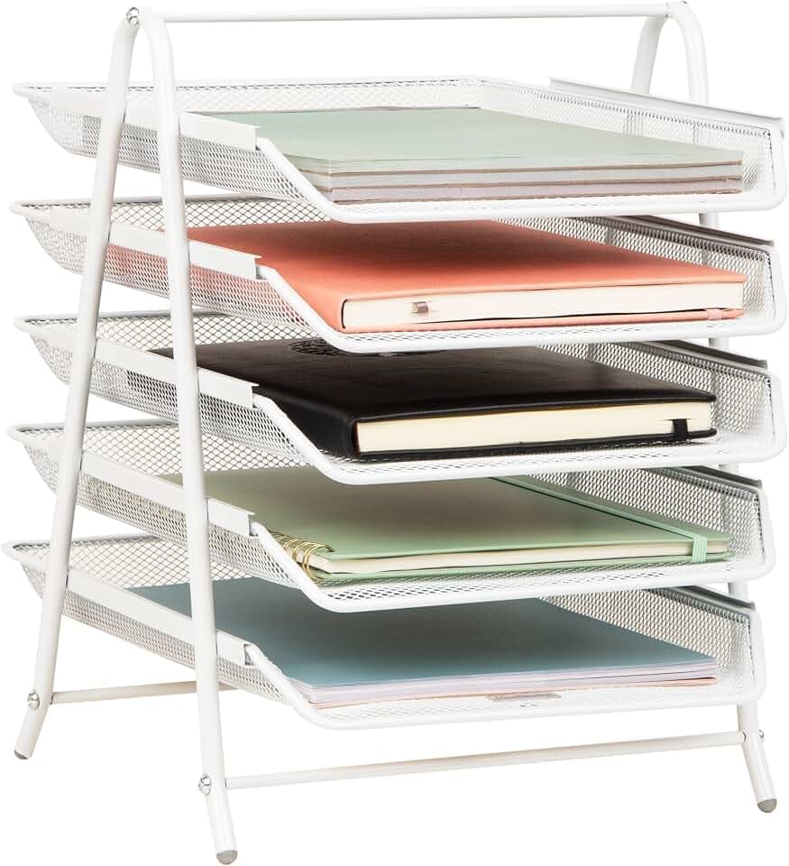 Mind Reader 5-Tier Paper Tray Organizer, White