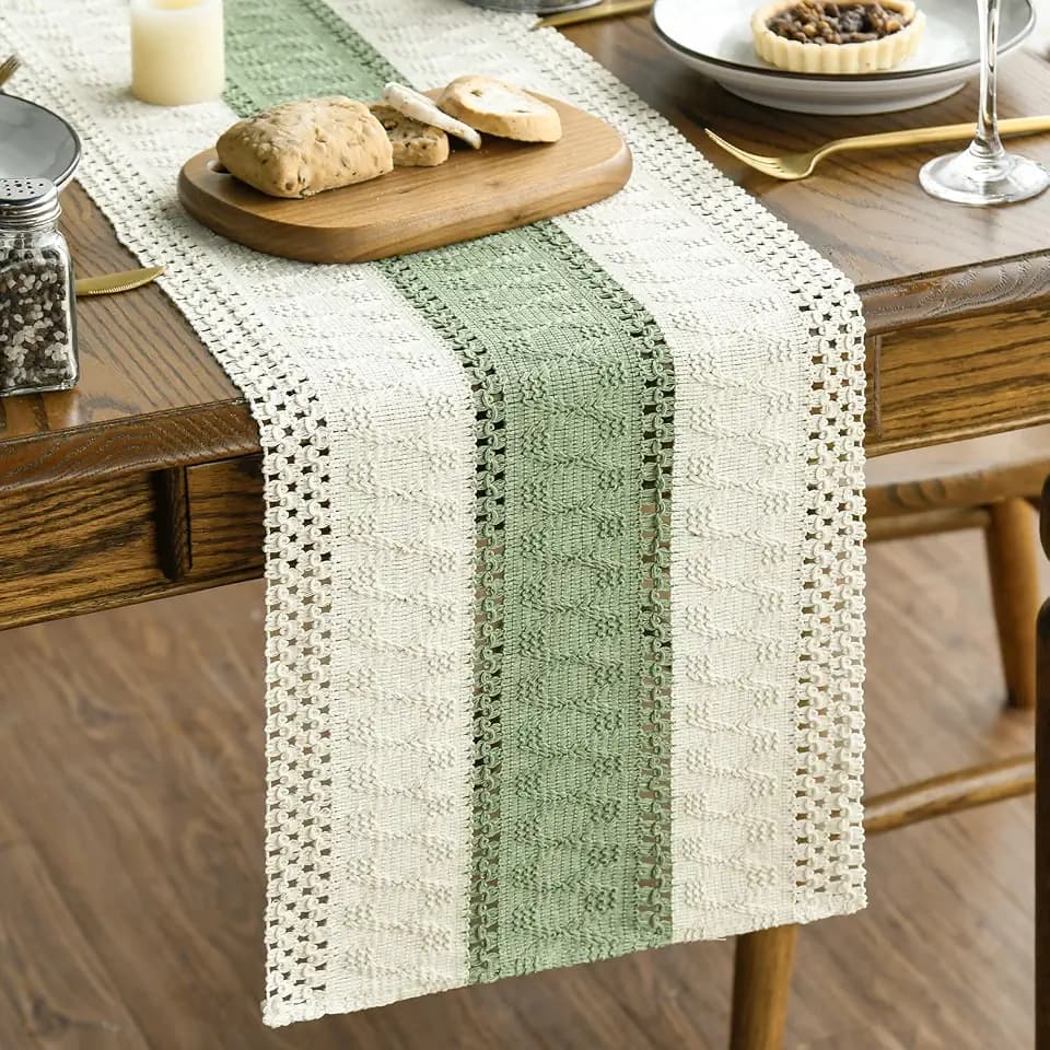 Artoid Mode Light Green Farmhouse Rustic Table Runner 12x60 Inch