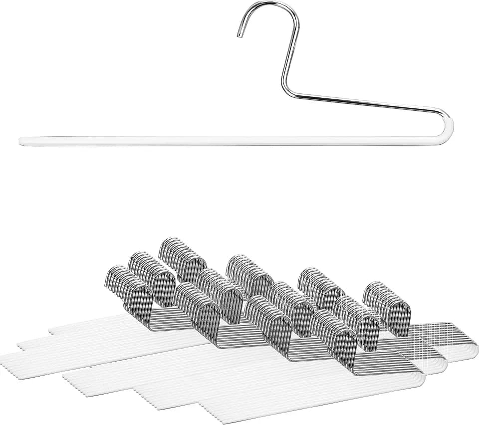 Mawa by Reston Lloyd Non-Slip Space Saving Clothes Hanger with Single Rod for Pants, Style KH/1, Set of 160, White