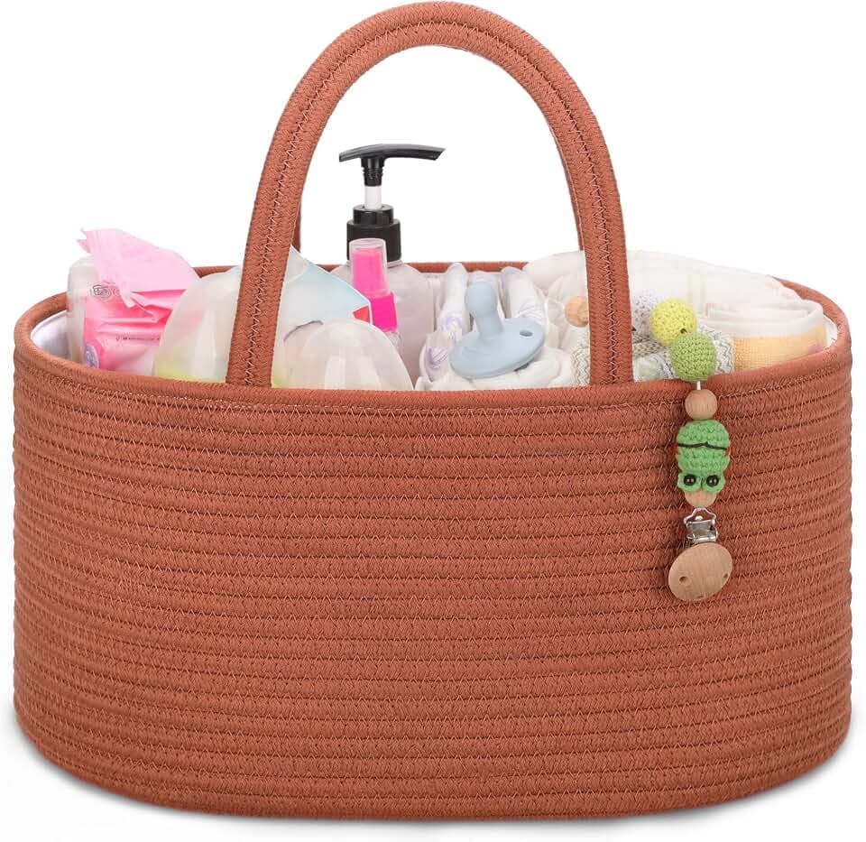 COMSE Baby Diaper Caddy Organizer, Baumwollseil Windelkorb, Baby Auto Organizer, Windelwechsel Organizer, Babyparty Geschenke Neugeborene Essentials Registrierung Must Have, Rost