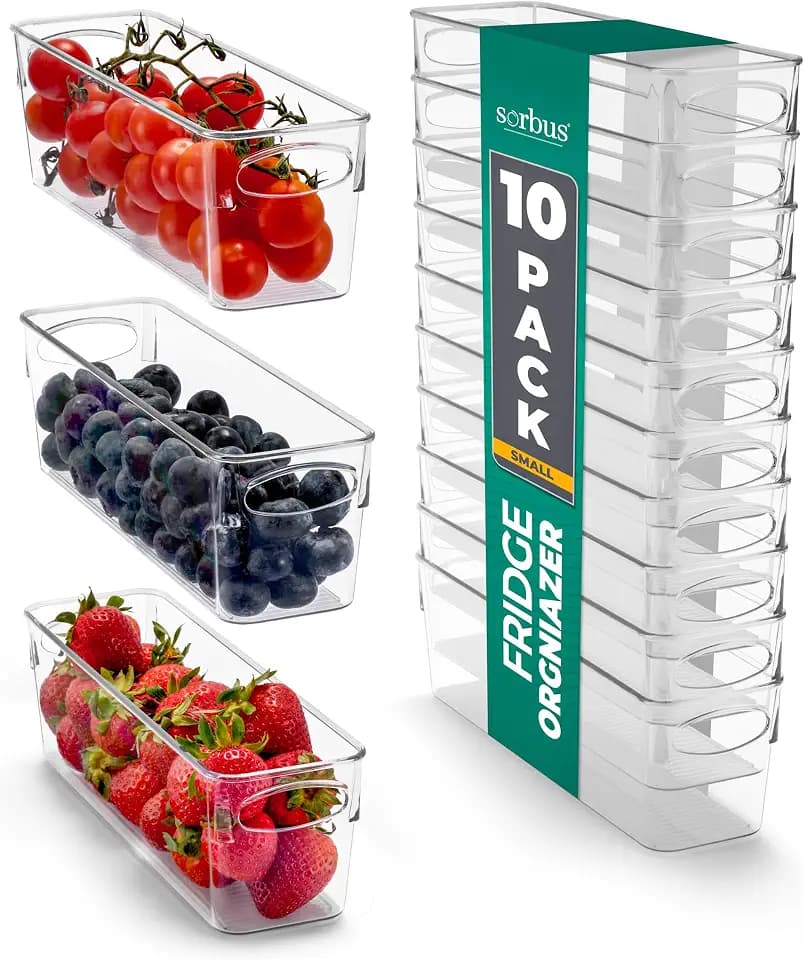 Sorbus Fridge Organizers and Storage, Clear Bins (Small, 10 Pack)