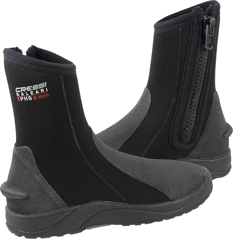 Cressi 6mm Neoprene Adult Hard Sole Boots - for Water Sports: Scuba Diving, Snorkeling - Baleari PHS: Designed in Italy