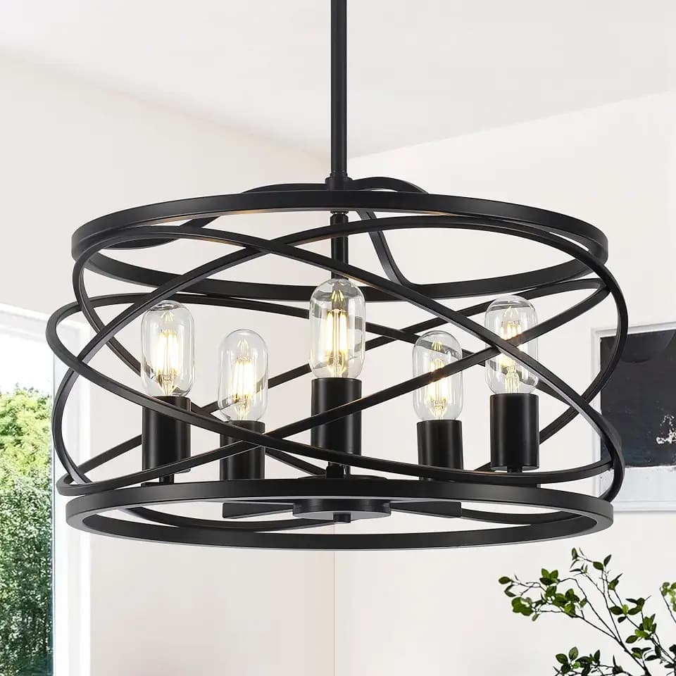 19.7'' Black Farmhouse Chandelier Industrial Chandeliers for Dining Room