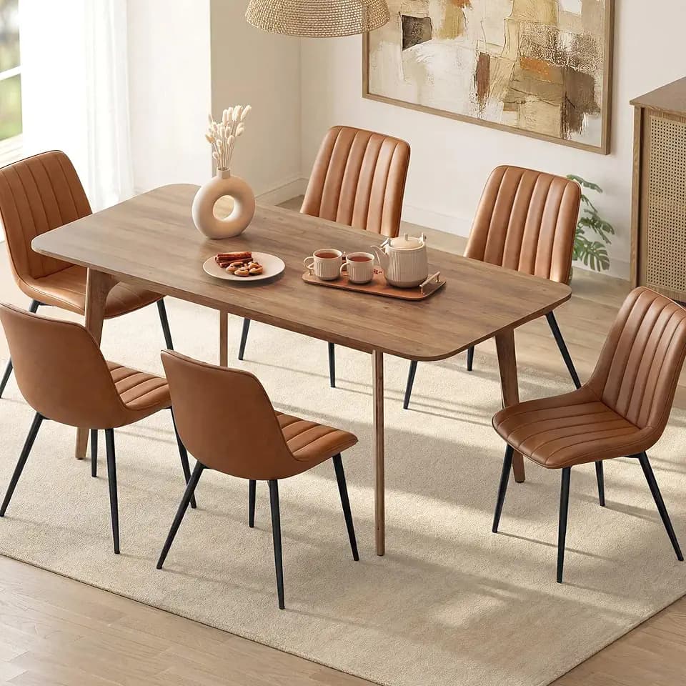 VASAGLE Dining Chairs Set of 6, Upholstered Kitchen Chairs, PU Leather