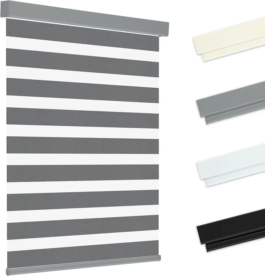 Allesin zen Cordless Zebra Blinds 30" W x 72" H Dark Gray, Dual Layer Day and Night Shades, Room Darkening Blackout & UV Protection, Child & Pet Safe, Easy Install, Home Office Window Treatment