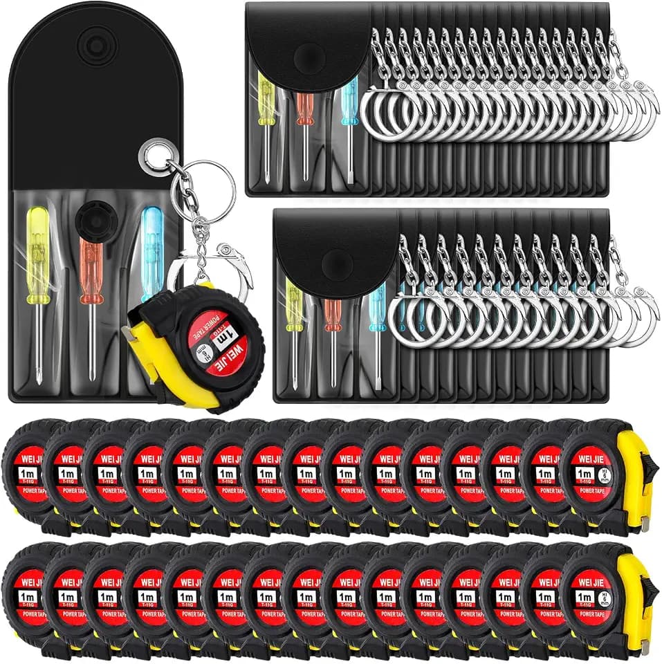 Jutom 60 Pcs Mini Tape Measure Screwdriver Keychain Set Bulk