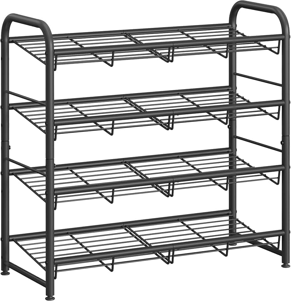 SONGMICS 4-Tier Stackable Metal Shoe Rack, Holds Up to 16 Pairs of Shoes