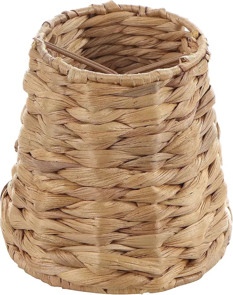 Aspen Creative 51008-1, Empire Clip-On Chandelier Lamp Shade, Natural Water Hyacinth, 3" Top x 4" Bottom x 4" Slant Height