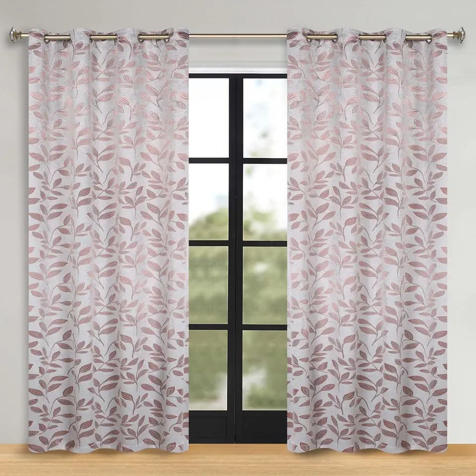 SUPERIOR Semi Blackout Curtains - Modern Leaves - 52" x 96" - Grommet Header - Thermal Insulated, Sun Blocking & Room Darkening Drapes for Bedroom, Living Room - Set of 2 Panels - Champagne