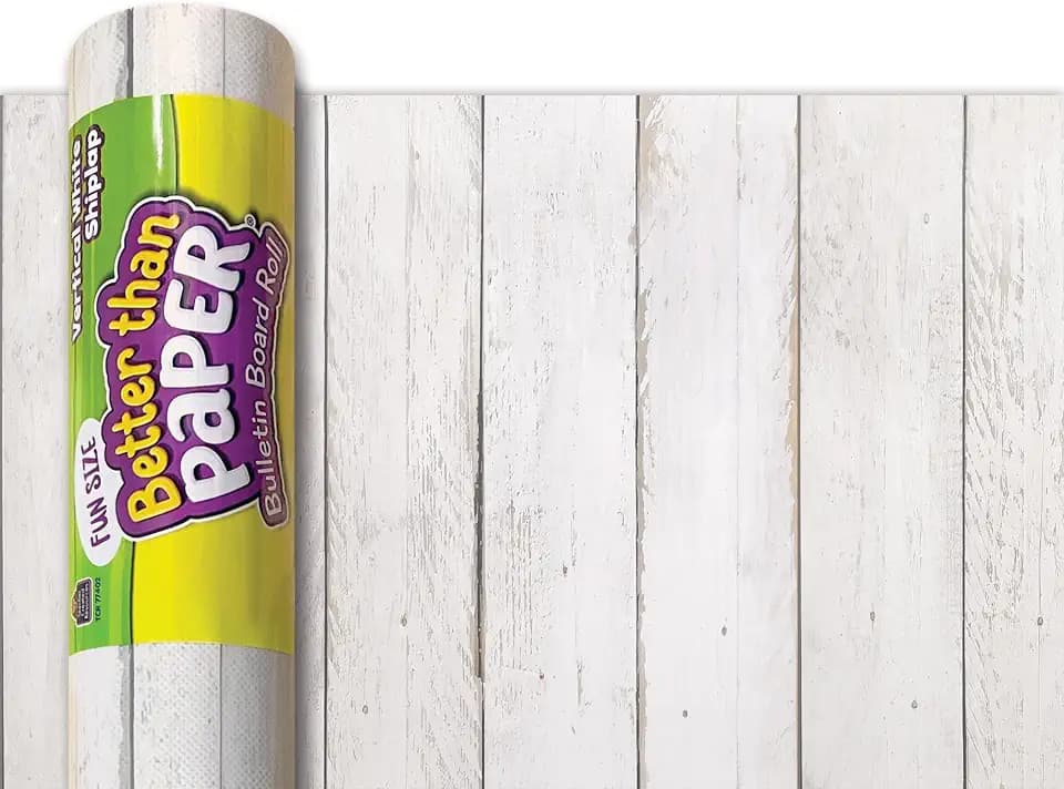 Teacher Created Resources Fun Size Vertical White Shiplap Better Than Paper Bulletin Board Roll (TCR77402)
