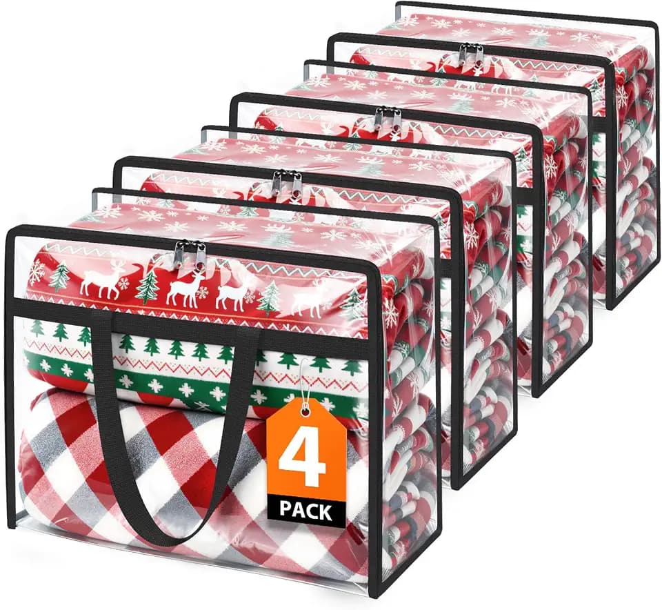 SpaceTrove Clear Storage Bags, 4-Pack Under Bed and Closet Organizers 90L