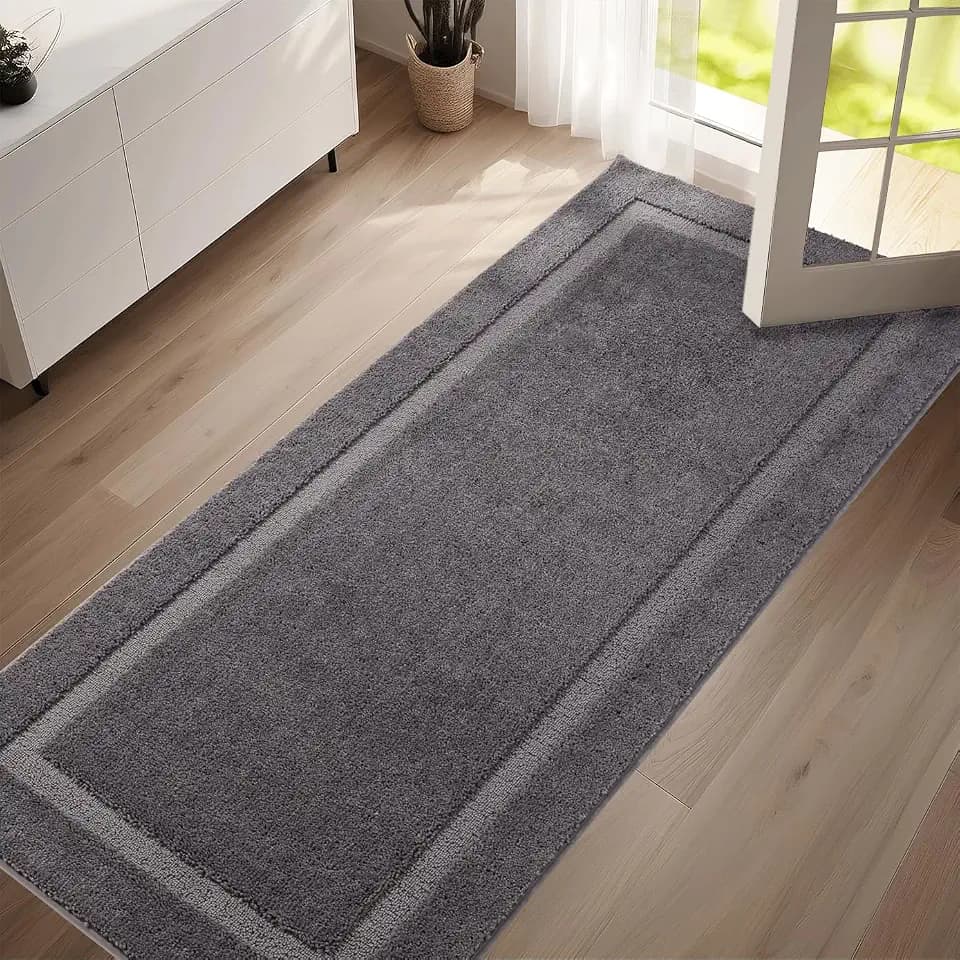Oiilores Washable Runner Rug, Dirt Trapper Door Mat Indoor Entrance with Non-Slip Rubber Backing, Super Absorbent Entryway Rug, Inside Front Entry Rugs, Dirt Trapper Doormat, (31.5" x 70", Grey)