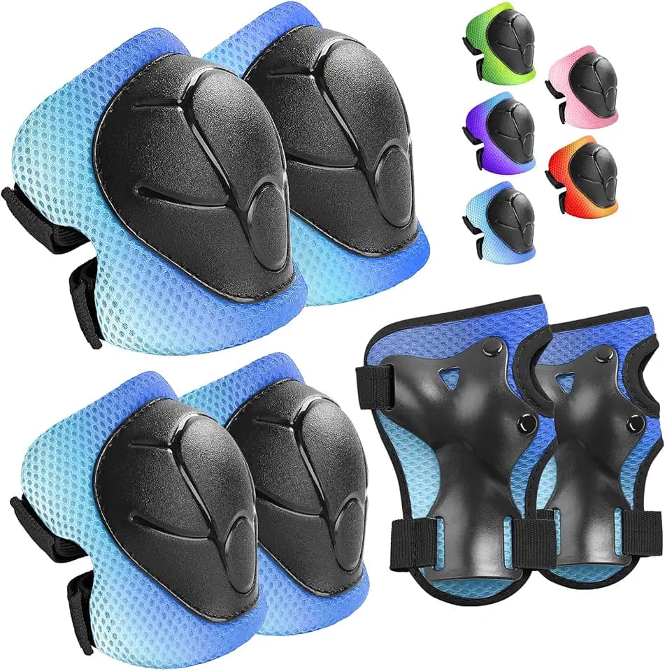 Wemfg Kids Protective Gear Set Knee Pads for Kids 3-14 Years Toddler Knee and Elbow Pads with Wrist Guards 3 in 1 for Skating Cycling Bike Rollerblading Scooter