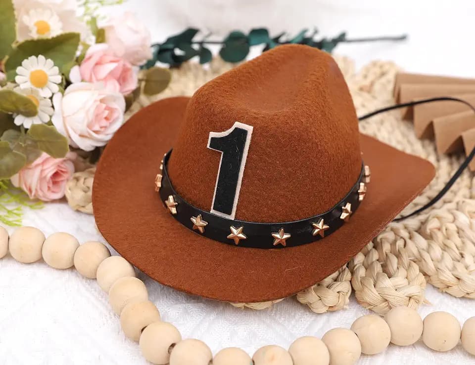 My First Rodeo Birthday Hat - My First Rodeo Birthday Decorations,Western Farm Mini Cowboy Hat,Little Cowboy One Birthday Hat,Western Cowboy Party Photo Props