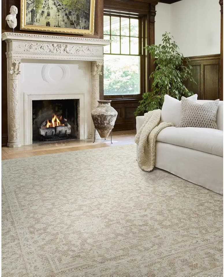Livabliss x Nabela Noor Home Maan Traditional Medallion Area Rug, 6'7" x 9',Oatmeal/Mustard